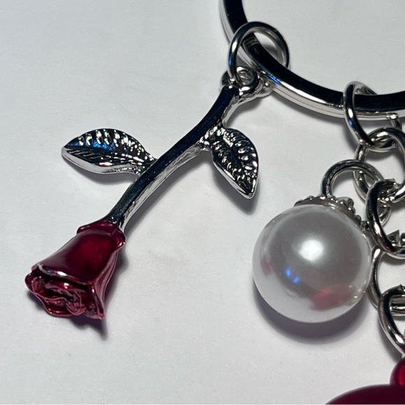 Rose and Heart Bag Charm / Keychain - Picture 7 of 8